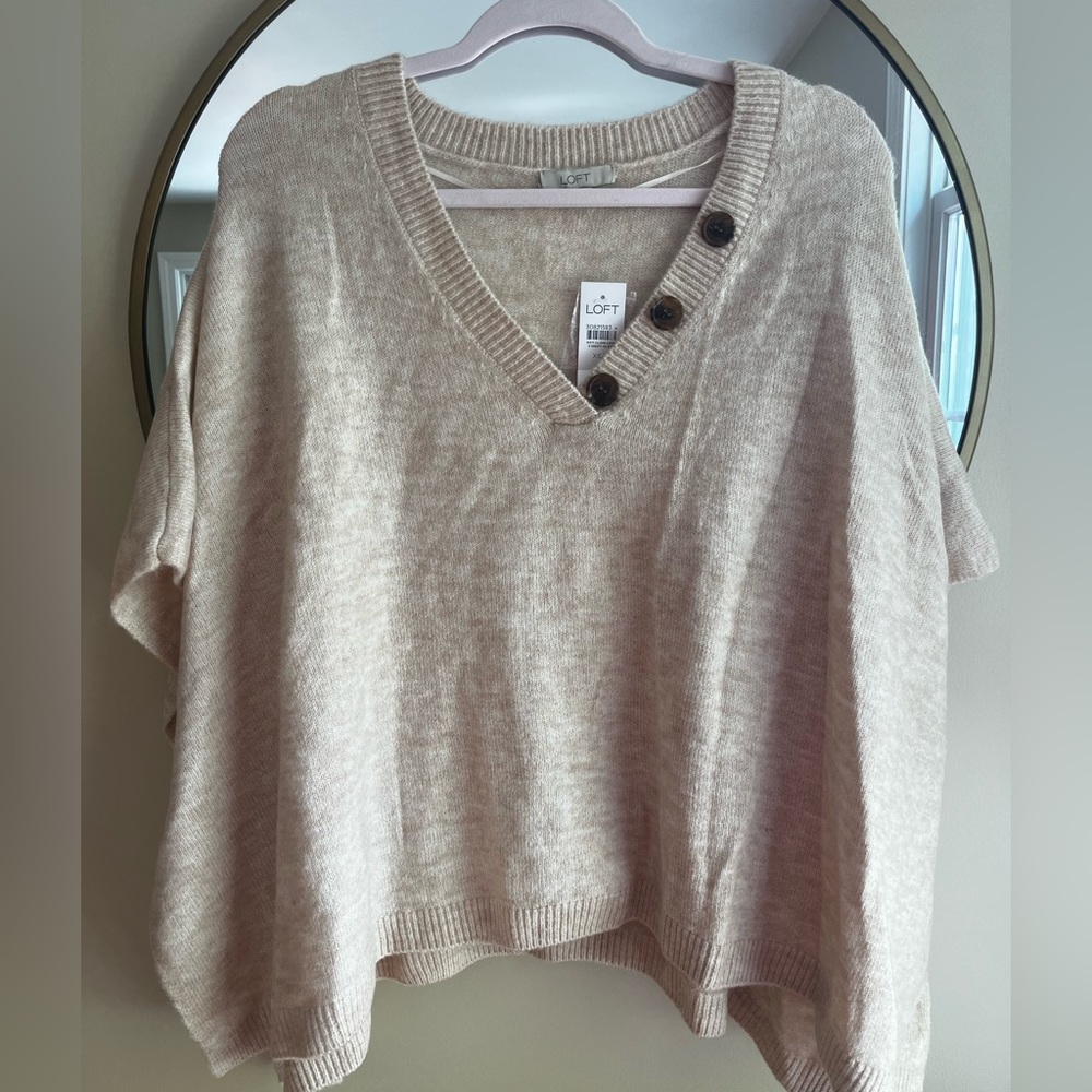 LOFT Button Neck Poncho - Picture 3 of 3